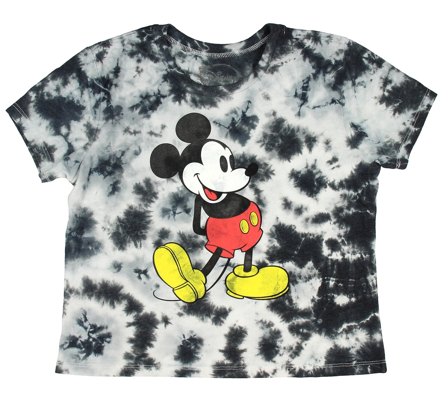 Disney Junior Multicolored Tie Dye Mickey Mouse Gray Crop Top Shirts for Girls