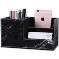 thumbnail image 1 of KINGFOM Multifunctional PU Leather Desk Organizer Pen Holder Brush Pot Pen Container Home School Office Stationery Storage Box Office Suppllies Business Cards Remote Control Pencil Holder Black Marble, 1 of 9