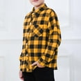 thumbnail image 5 of AIEOTT Boys Plaid Flannel Shirts Long Sleeve Classic Collared Button Down Pocket Shirts Fall Tops, Kids Aged 3-9, for School Travel Family Outdoor Play, 5 of 9