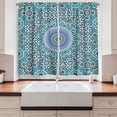 thumbnail image 2 of Ambesonne Orient Kitchen Curtains, Eastern Floral Ornate Motif, 55"x45", Sky Blue Green White, 2 of 3