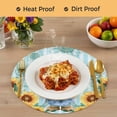 thumbnail image 4 of Sunflower Gnomes Round 15 Inch Placemats Set of 6, Summer Botanical Floral Teal Striped HeatResistant Non Slip Place Mats for Dining Table, Wipeable Braided Kitchen Table Mats for Housewarming, 4 of 9