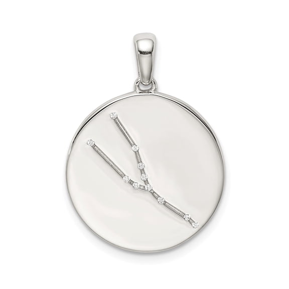 Sterling Silver & CZ Taurus Zodiac Pendant