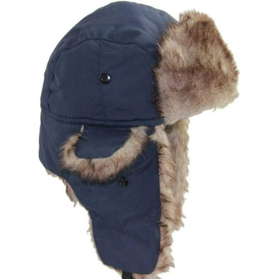 Warm Russian Trooper Hat Winter Skiing Cap Women Men Windproof Navy blue
