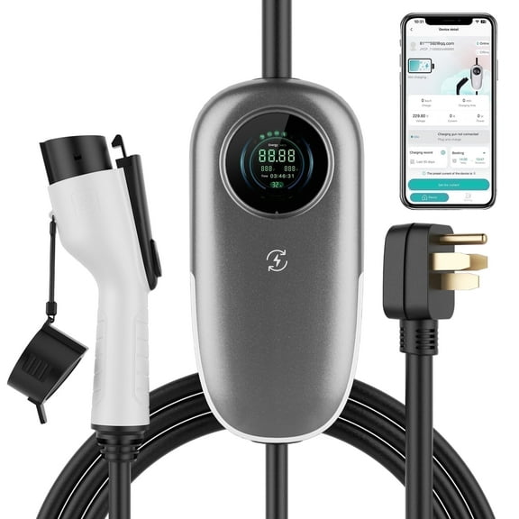 Level 2 EV Charger 32Amp Portable EV Charger240V 7.68KW Electric Car Charger with 17FT Charging Cable NEMA 14-50 Plug for Home Charging Station
