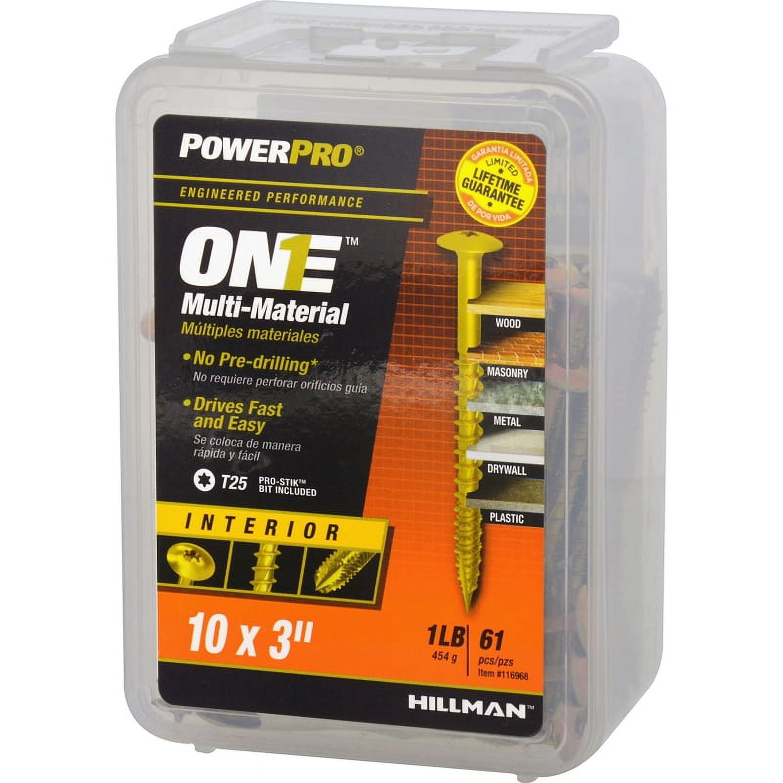 Hillman Fasteners 240695 10 x 3 in. Interior Wafer Head One Screw - Yellow Zinc   Pack of 5