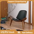thumbnail image 2 of Lounge Shell Chair Faux Leather Solid Wood Style Kitchen Chair Single Sofa Chair Smile Airplane Chair for Living Room My Lux Decor Round, 2 of 9
