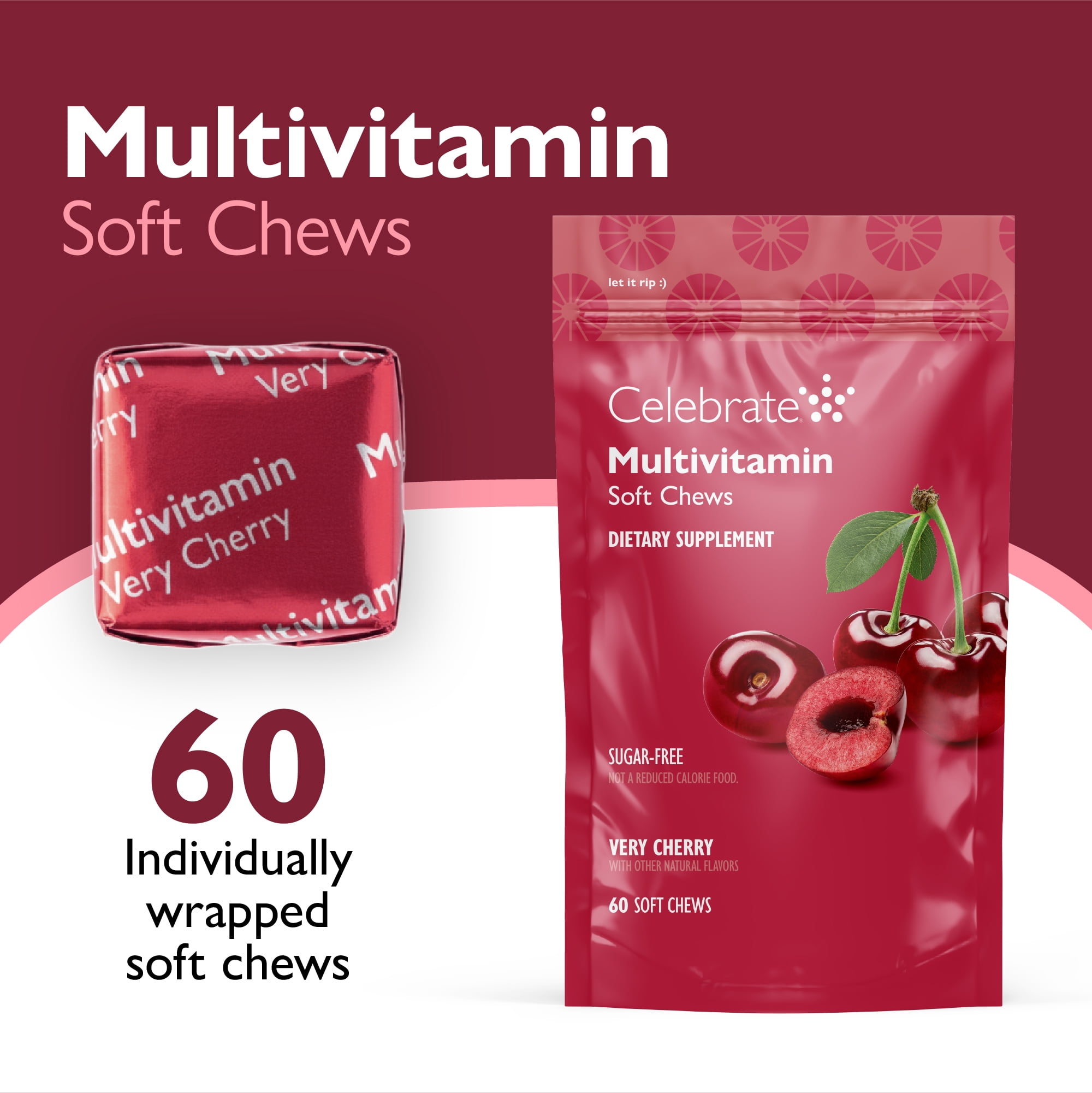 Celebrate Vitamins Bariatric Multivitamin Soft Chews - Very Cherry - 180 Count