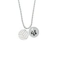 thumbnail image 2 of Delight Jewelry 3/4'' Enamel Volleyball Silvertone Script Initial Disc - U - Charm Necklace, 20"+3", 2 of 4
