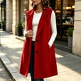 thumbnail image 4 of Xaqiouau Women's Long Sleeveless Trench Coat Lapel Collar Open Front Vest Jacket Casual Button Down Lightweight Duster Waistcoat Outerwear with Pockets, 4 of 6