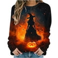thumbnail image 2 of Jsaierl Halloween Sweatshirts Women Plus Size Pumpkin Ghost Graphic Sweatshirt Loose Fit Crewneck T-shirt Long Sleeve Dressy Casual Pullover Tops Halloween Clothes, 2 of 5