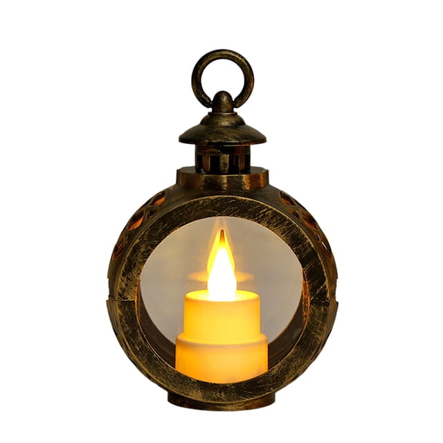 Ersvoioy Mini Lanterns,Rustic Western Lantern Decor with Flickering Led Candle, Retro Small Hanging Lanterns, Holiday Landscape Lanterns,Wedding Centerpiece Table Decorations for Camping Party