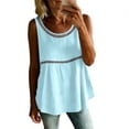 thumbnail image 5 of Bosfbaoi Tank Tops for Women Sleeveless Lace Trim Scoop Neck Blouses Loose Fit Casual Summer Tops, 5 of 6