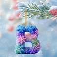 thumbnail image 1 of Colgante de árbol de Navidad acrílico 2D con 26 letras del alfabeto de copos de nieve | Adorno para mochila o coche | Accesorio de decoración festiva | Bonito amuleto de copo de nieve acrílico, 1 of 6
