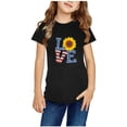thumbnail image 2 of DAETIROS Toddler Girls Striped Shirt, Graphic Tee Crew Neck Short Sleeve Casual Vacation Girls Shirt Gray Size 1 T, 2 of 9