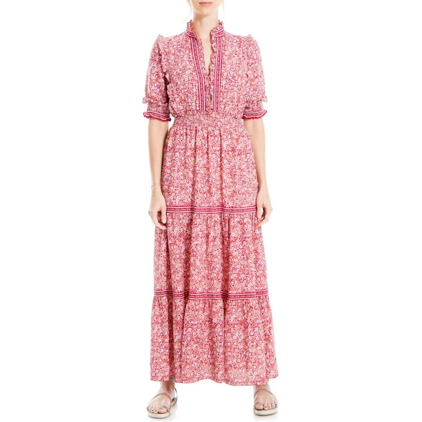 Max Studio Max Studio Women's Printed Crepe Tiered Maxi Dress