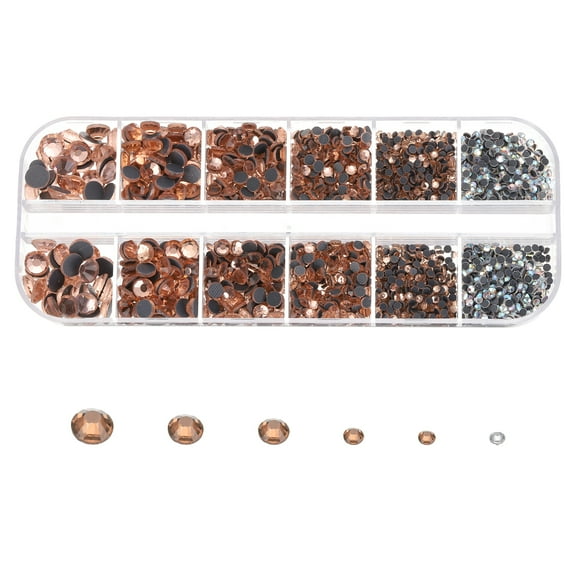 Uxcell 2620 Pcs Hotfix Rhinestones Flatback Crystal Glass Gems with Box Champagne,Bright White
