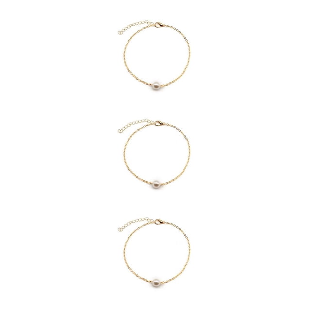 Guardurnaity Tobillera Aleación universal Joyería de perlas Pulseras de tobillo Estilo simple Accesorios de mujer Cadenas de pie para vacaciones Type1 NO1