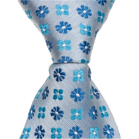 B15 - 6 in. Newborn Zipper Necktie - Blue With Flowers