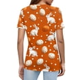 thumbnail image 5 of DORKASM Easter Shirt for Ladies Plus Size Short Sleeve Spring T Shirts Eggs Trendy Button Down Bunny Clothing Funny Floral Button Henley V Neck Tops Orange M, 5 of 5