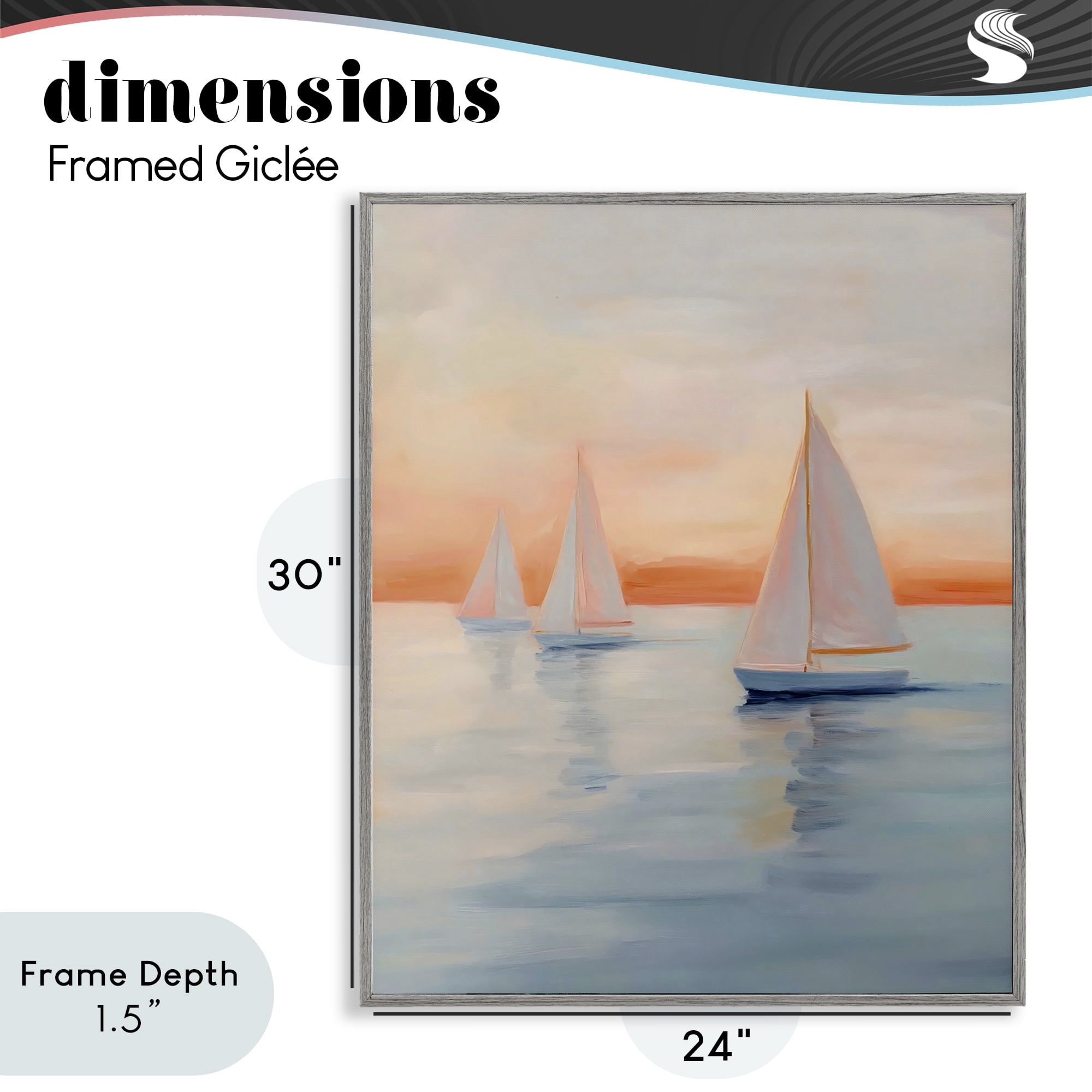 Stupell Industries Sunset Sailboats Over Calm Sea Gray Framed Giclee Art, design by Creative Studio