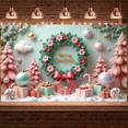 thumbnail image 3 of Colorful Design Christmas Banner Decorative Wreath Holiday Decoration Party Backdrop for Home Celebration Photo Props Winter Festive, 3 of 9