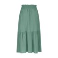 thumbnail image 3 of Women Summer Boho Flowy Maxi Dress, Tiered A-Line Skirt Trendy Elastic Waist Pleated Long Beach Dress Golf Skirts Green S, 3 of 9