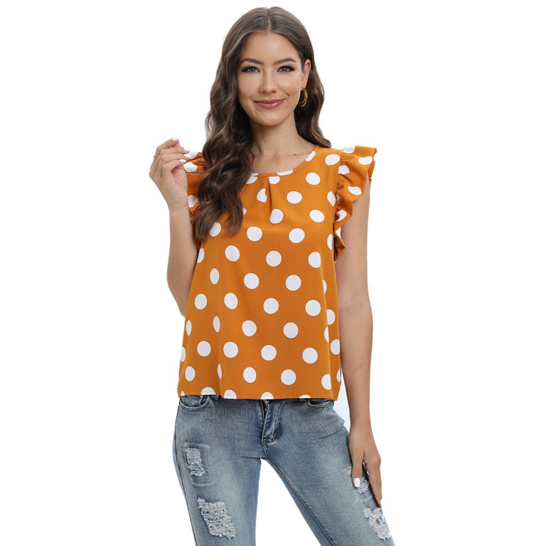 Plus Size Polka Dot Blouse Women's Summer Short Sleeve Blouses