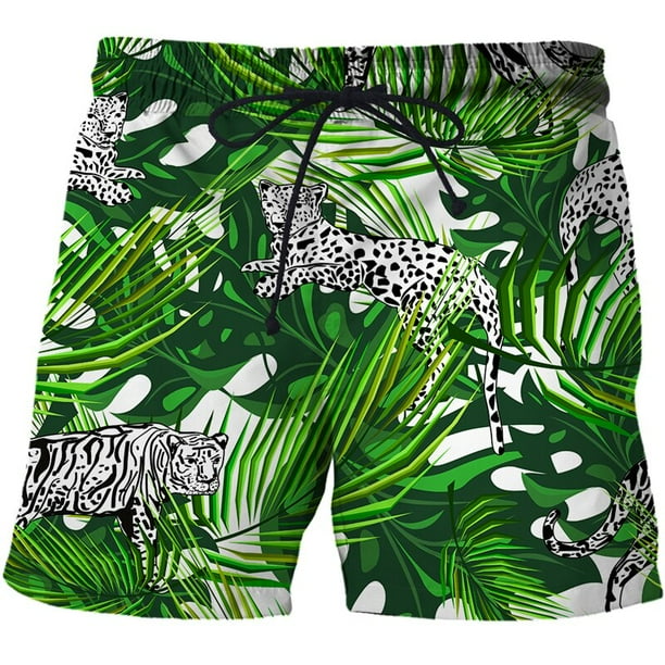 Pantalones cortos de playa 3D con estampado de leopardo de la selva para hombre, Shorts de Surf de secado rápido para verano, Shorts deportivos informales Fivean unisex