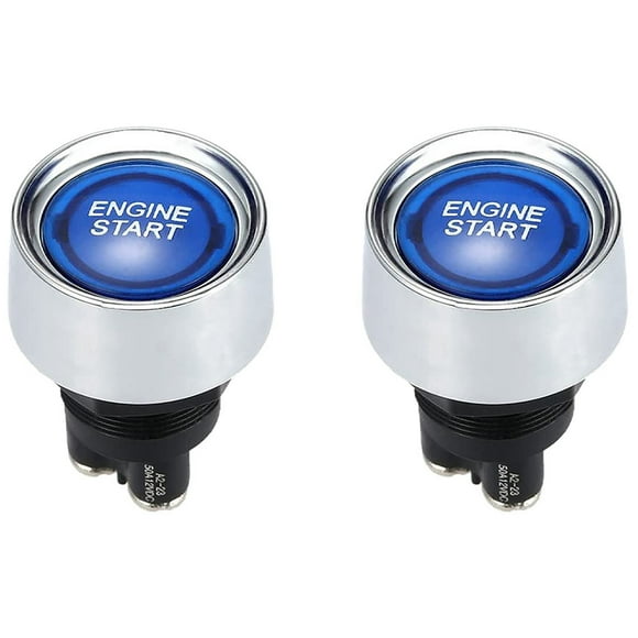2X Engine Button Car DC 12V 24V Blue Car Start Engine Button Light Switch Button Start Ignition Switch for Racing-Blue