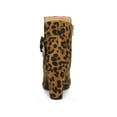 thumbnail image 2 of BLISSFUL STEP Women's Boots Faux Suede Ankle Booties Block Heel Round Toe Buckle Side Zip Boots Leopard 8, 2 of 7