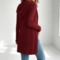 thumbnail image 6 of Sweatshirt for Women Soft Cozy Ribbed Knit Zip Up Hooded Coat Side Pockets Drawstring Hood Home for Lounge Travel Layering | TruBelle,Red M, 6 of 7
