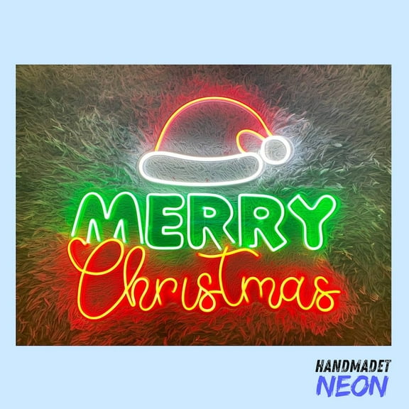 Handmadetneonsign Merry Christmas Neon Sign, Xmas Led Sign, Merry Christmas Text Wall Art, Winter Season Decor 79835