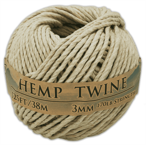 Hemptopia 3mm Hemp Twine Ball – 125ft, 170lb Test Strength, All-Natural Hemp String Cord for Arts & Crafts, Macrame, Gardening, DIY Projects