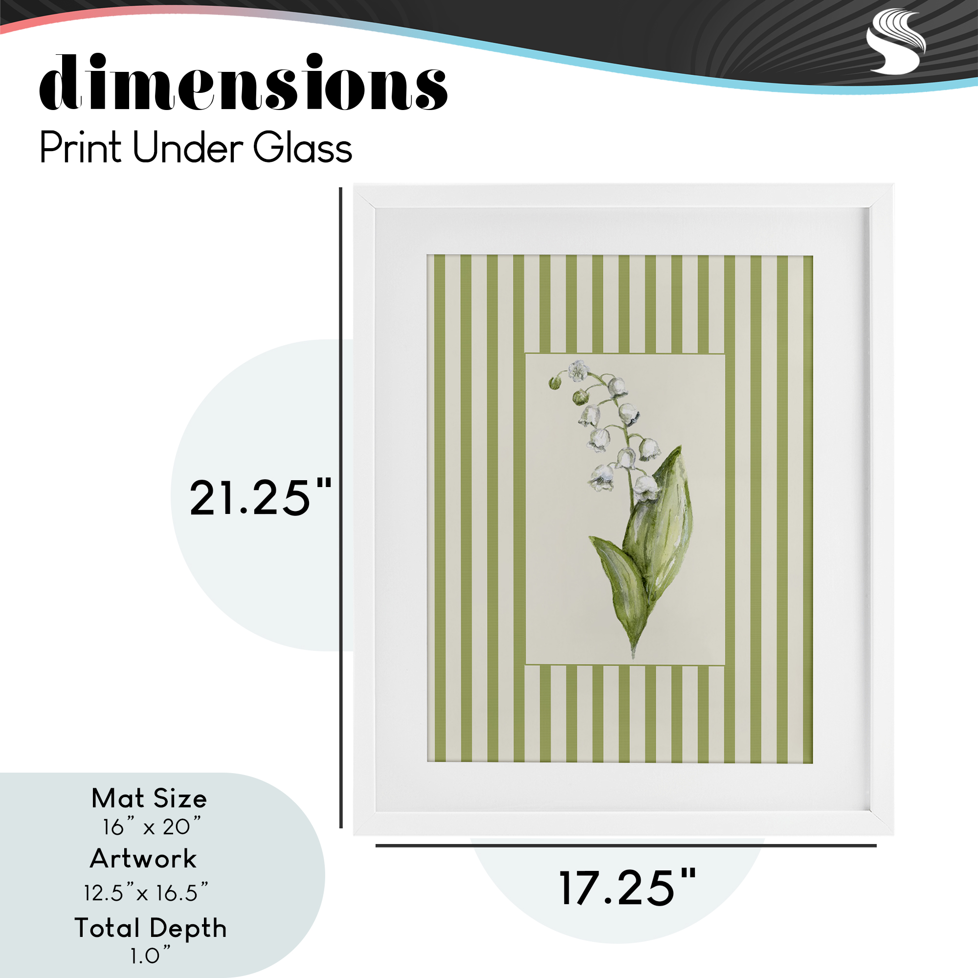 Striped Lily Of The Valley White Framed Print Under Glass, design by Lisa Wehmeyer