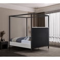 thumbnail image 6 of Maklaine Cream Linen Textured Fabric Matte Black Steel Canopy Queen Bed, 6 of 6