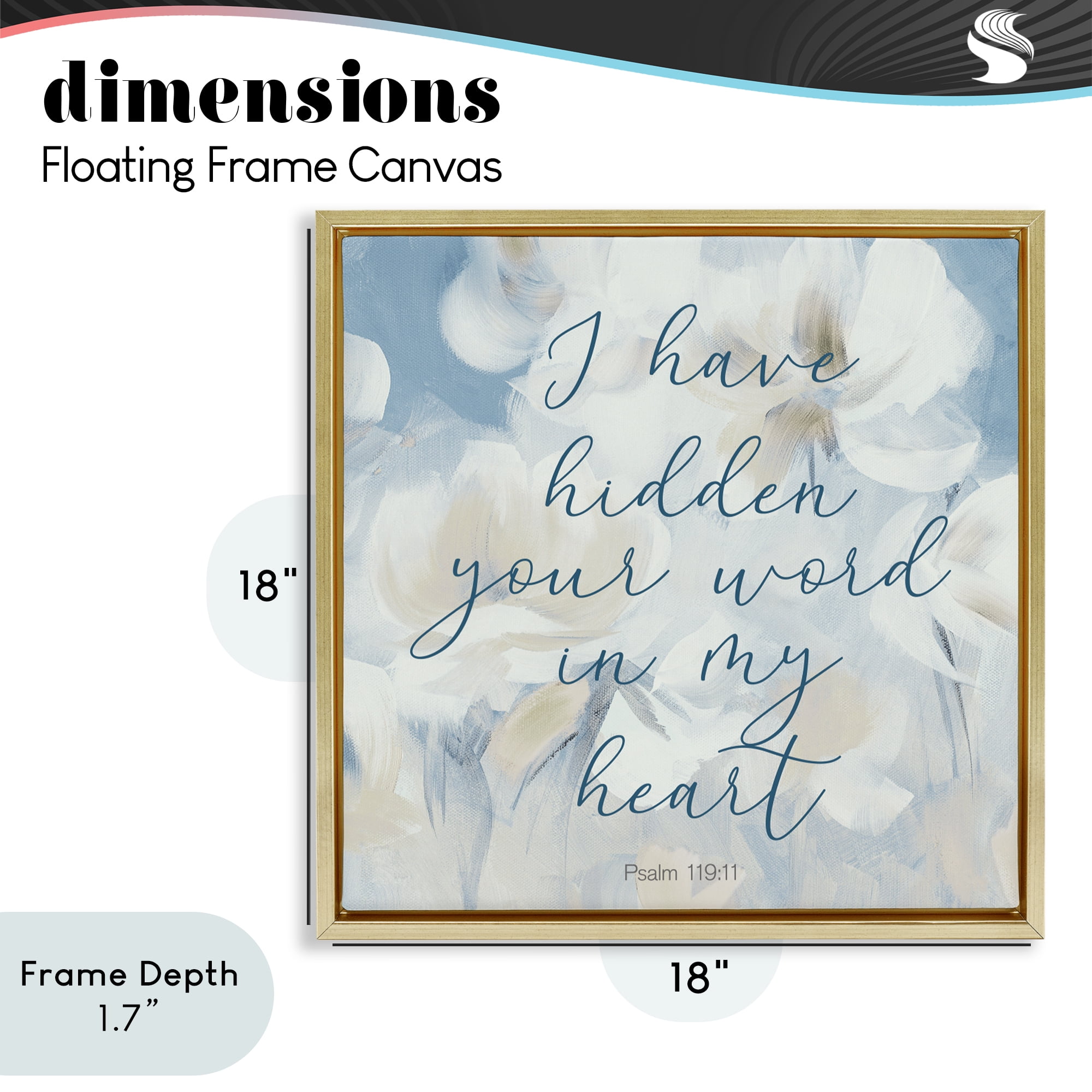 Stupell Industries Hidden Your Word In My Heart Gold Framed Floater Canvas Wall Art, design by Lanie Loreth