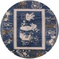 thumbnail image 1 of Ahgly Company Indoor Round Mid-Century Modern Dark Slate Blue Oriental Area Rugs, 4' Round, 1 of 6