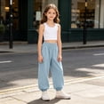 thumbnail image 6 of Ruyang 3T-15Years Girls Lightweight Baggy Joggers Elastic Waist Wide Leg Pants Kids Teen Hip Hop Dance Casual Sports Trousers, 6 of 7