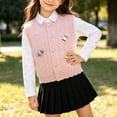 thumbnail image 3 of Cethrio Girls Sweater Vests Size 5T, Sleeveless Knitted Buttons Stretchy Fall Winter Clothing Pink, 3 of 8