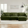 thumbnail image 3 of 130"Oversized Couch, 3 Seater Modular Sectional Sofa, Olive Green Large L Shaped Sectional Couches for Living Room, Fluffy Couch Set, 3 Seater, Velvet Cloud Couch with Ottoman, Sofas for Living Room, 3 of 12