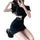 thumbnail image 4 of Vestido hueco de color liso, vestido de cuello redondo de manga corta Vestido de cuello redondo de manga corta Vestido ajustado Rendimiento confiable, 4 of 9