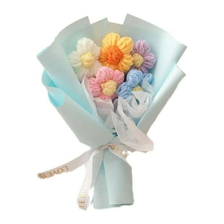 Hand-Knitted Puffs Crochet Flowers Crochet Knitted Valentine s NEW Flowers V5C7