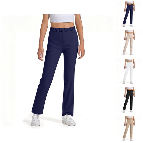 School Uniform Pants for Girls Boys 2026 Fashion Straight Leg High Stretchy Dress Pants with Pockets