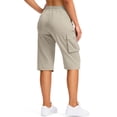 thumbnail image 5 of Long Shorts for Women Petite Lightweight Quick Dry Hiking Cargo Shorts with Pockets Summer Drawstring Bermuda Short Beige XL, 5 of 8