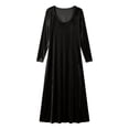 thumbnail image 5 of Women Fall Winter Velvet Round Neck Maxi Dress Long Sleeve Loose Solid Chic Elegant Casual Everyday Black M(M), 5 of 5