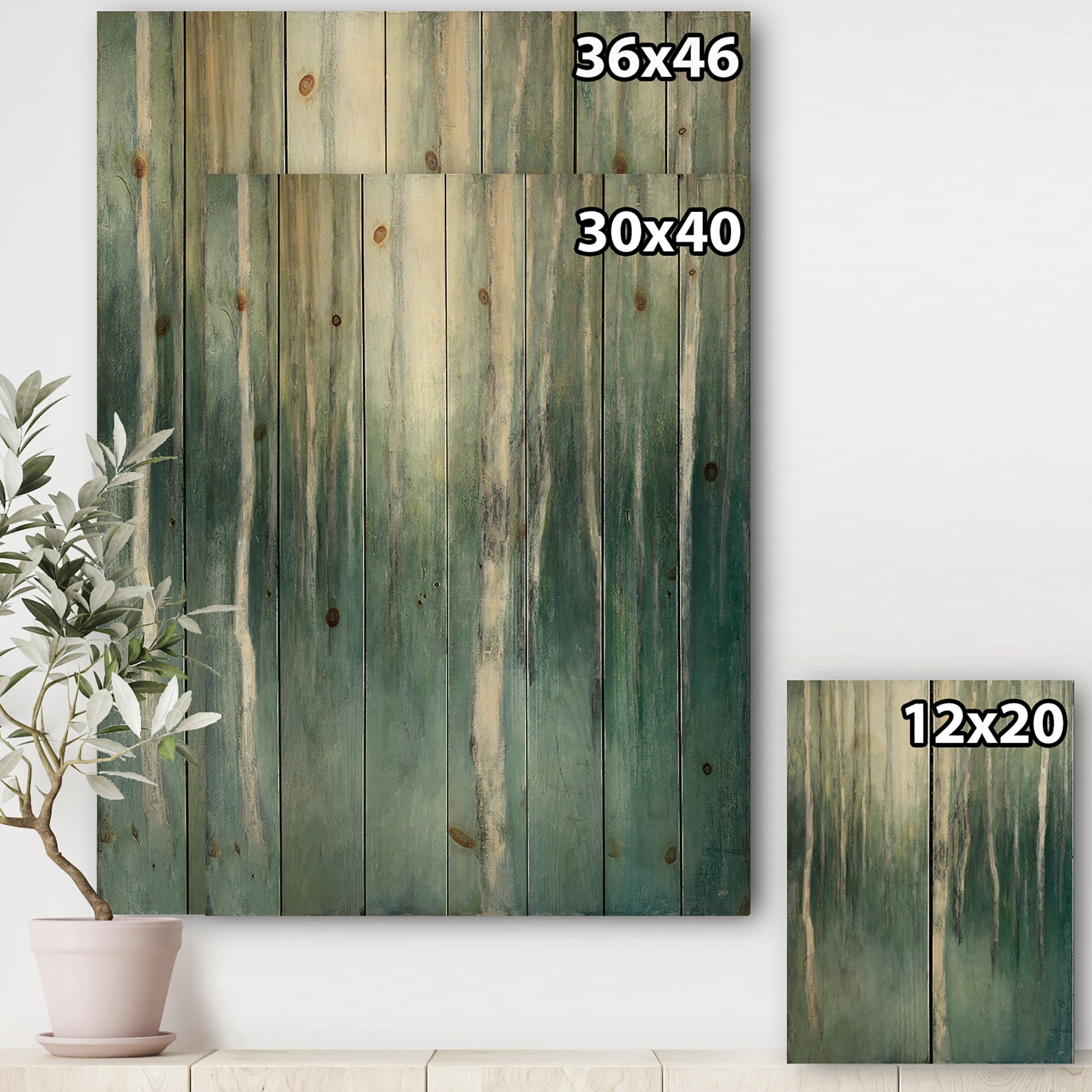 Designart 'Green Dream Forest' Traditional Landscape Print on Natural Pine Wood