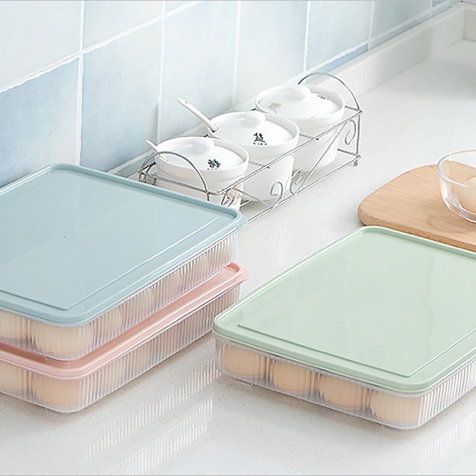 BMYJ Deviled Egg Containers with Lid, Portable Storage Carrier Egg Holder Deviled Egg Tray for Refrigerator Easter Party Holding 24 Eggs, Refrigerator Fresh-Keeping Storage Box
