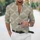 thumbnail image 2 of Camisas Vaqueras Para Hombre XXL Casual Hombres Solapa suelta Estampado geométrico Manga larga Puños Botón Puerto Estilo Floral Camisa Playa Hawaiianss Verano Top (Grey, XL), 2 of 3