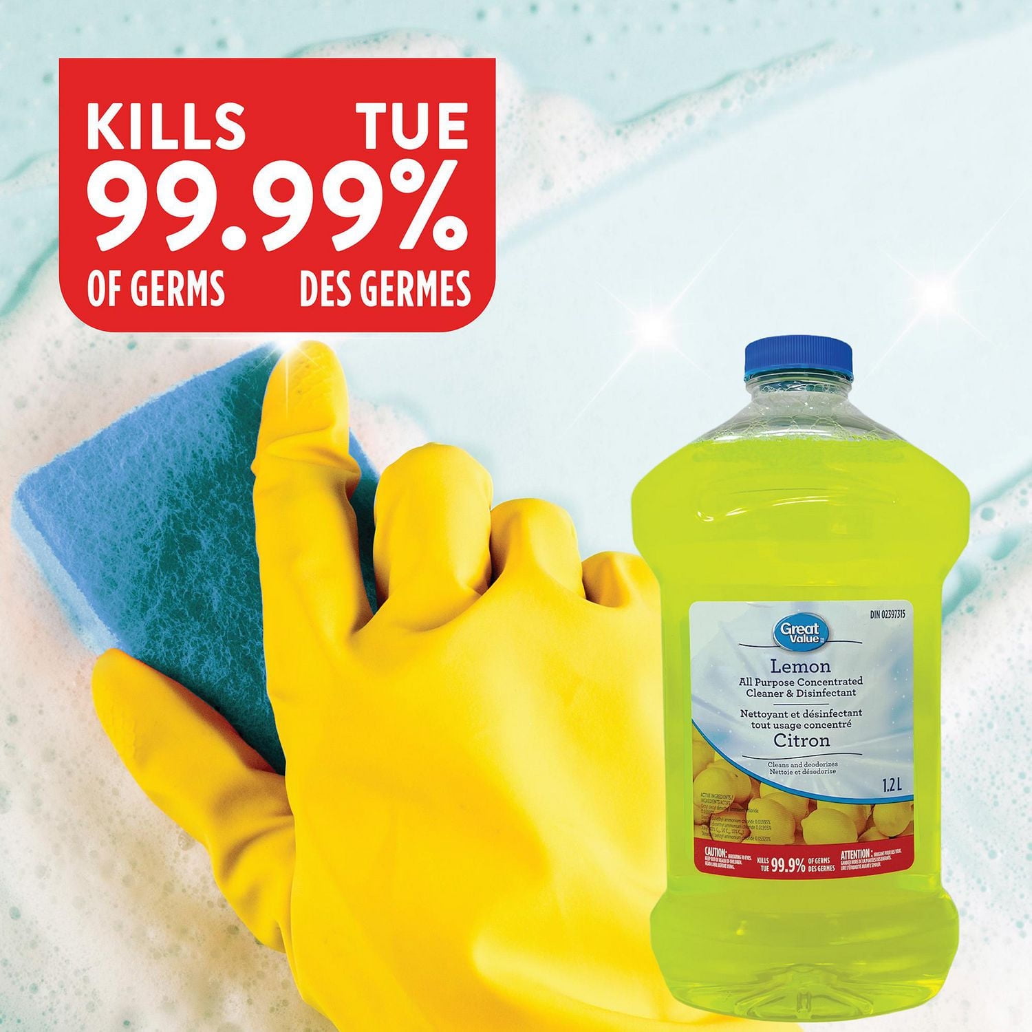 Great Value All-Purpose Concentrated Cleaner and Disinfectant, 1.2 L