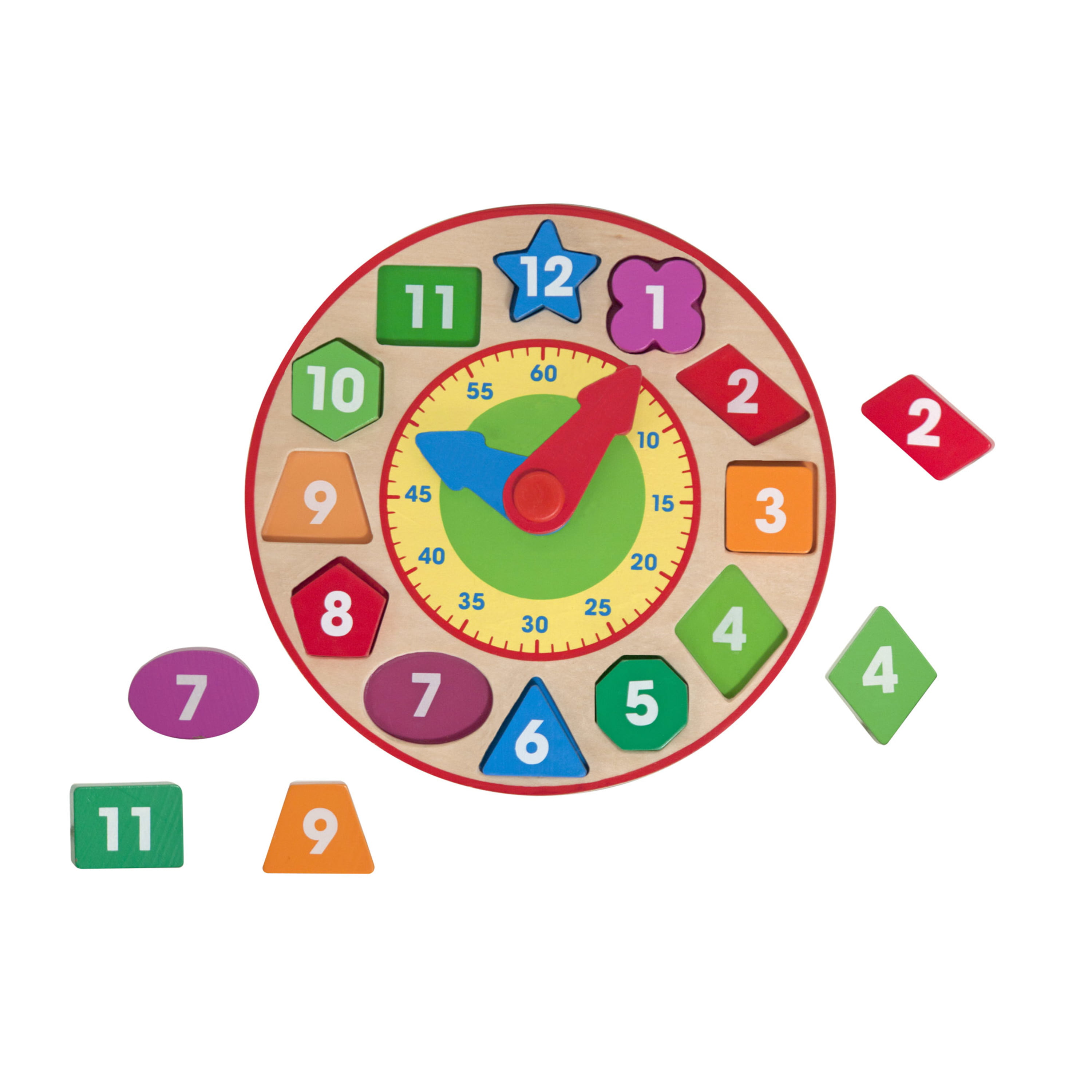 Hicollie Teaching Clock Learning Clock Wooden Clock Shape Toys Tell The Time Clock Montessori Shape Sorter Wooden Shape Sorter Toys with Numbers and Shapes Teaching Time Educational Gifts Crocodile